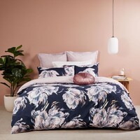 Valentine Navy Quilt Cover Set - Queen Bed