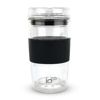 IOco 12oz ALL GLASS Glass Tea & Coffee Traveller - Black Night