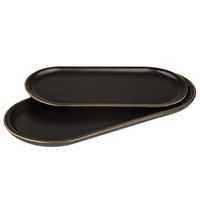 Asteria Black Oblong Tray Set - Set of 2