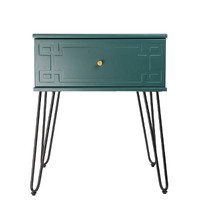 Ashe Pattern Bedside Table - Imperial Green