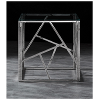 LEO Side Table Stainless Steel and Tempered Glass
