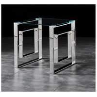 Dalton Side Table Stainless Steel and Tempered Glass