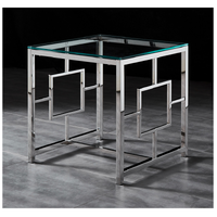 Jordan Side Table Stainless Steel and Tempered Glass