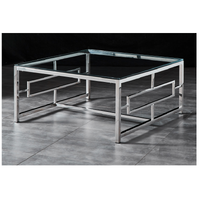 JORDAN Coffee Table Stainless Steel and Tempered Glass