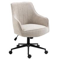 Stella Beige Lined Linen Fabric Upholstered Office Chair