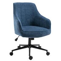 Stella Navy Blue Lined Linen Fabric Upholstered Office Chair