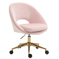 Octavia Pale Pink Velvet Fabric Office Chair
