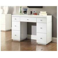Rio Crystal White Glass Dressing Table 7 Drawer