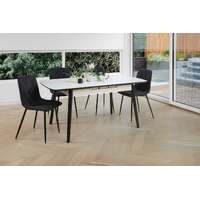 Nena Extension Dining Table, Snow White Ceramic