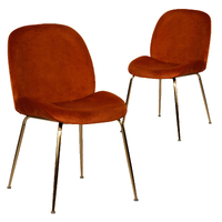 Ivonne Velvet Dining Chairs, Rust Set of 2