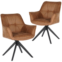 Beaumont Ultrasuede Fabric Swivel Dining Chair, Cognac Set of 2