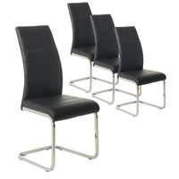 Sofia Faux Leather Dining Chair, Black Set of 4