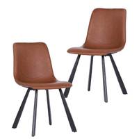 Trac Faux Leather Dining Chair, Cognac Set of 2