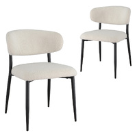 Set of 2 Ava Boucle Dining Chairs