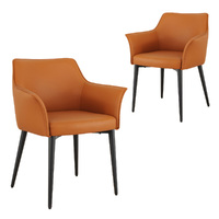 Milan Faux Leather Dining Chairs, Terracotta Set of 2