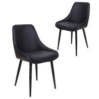 Muse Faux Leather Dining Chairs, Black Set of 2