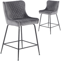 Heidi Velvet Barstools, Pebble Grey Set of 2