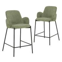 Lyka Upholstered Barstools, Sage Set of 2