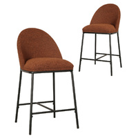 Avigail Boucle Barstools, Terracotta Set of 2