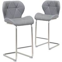 Torque Faux Leather Barstools, Grey Set of 2