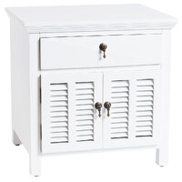 Louvre Timber Bedside Table, White