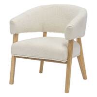 Olsen Boucle Fabric & Timber Armchair White