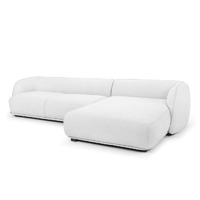 Brooklyn 3 Seater Right Chaise Fabric Sofa - Light Texture Grey
