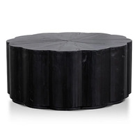 Normad Reclaimed Fir Timber Round Coffee Table, 100cm, Black