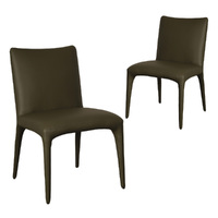 Claudia Faux Leather Dining Chairs, Olive Set of 2