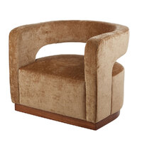Aged Velvet Armchair Gold/Walnut