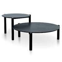 Nest of Ines Wooden Round Coffee tables - Black