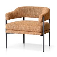 Diana Ginger Brown Fabric Armchair - Black Legs