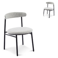 Set of 2 - Milan Fabric Dining Chair - Silver Grey with Black Legs