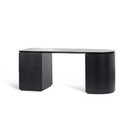 Koppar 1.77m Left Drawer Office Desk - Black Oak