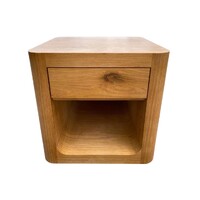 BOWER Curved Oak Bedside Table 1 Drawer