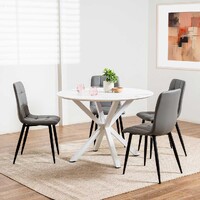 Vera Round Dining Table, White Marble