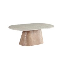 Windsor Oval Coffee Table - White Travertine Matte Marble Top
