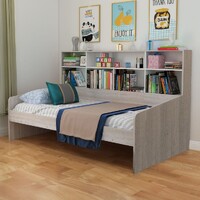 Salford King Single Day Bed with Bookcase Storage – Grey & White