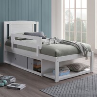 Fontana Single Bed with Storage & Sliding Doors, White & Light Grey