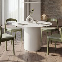 Rivello Round Dining Table, Matte Tofu