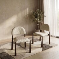 Emilie Set of 2 Dining Chair, Beige Walnut
