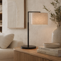 Black Kardinia Linen Sand Table Lamp