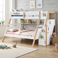 Bergen Single Over Double Bunk Bed with Staircase & Shelves