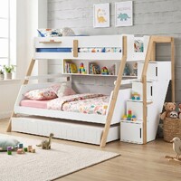 Bergen Single Over Double Bunk Bed with Shelves & Double Trundle