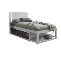Fontana Single Bed with Storage Sliding Door, White & Dark Grey