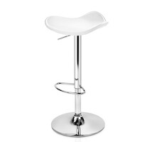Scarlet Set of 2  Gas Lift Bar Stools Swivel Chairs Leather Chrome White