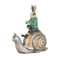 Potter Resin Green Coat Bunny On Snail