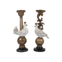 Knoll Resin Partridge Candle Holder Set of 2