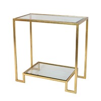 Beesen Gold Iron & Glass Shelf Console