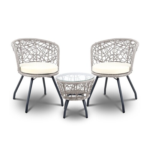 Burton 3 Piece Outdoor Patio Chair and Table (Wheat)